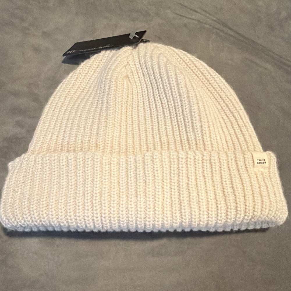 VRST Coastal Beanie Hat Ivory One Size Solid Pattern